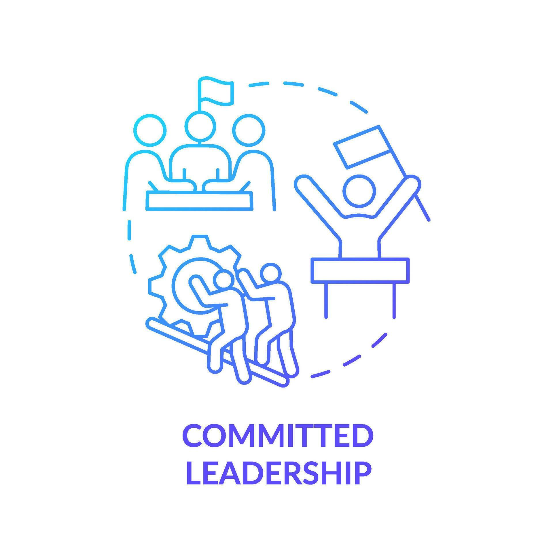 Committed leadership blue gradient concept icon. Leader skills