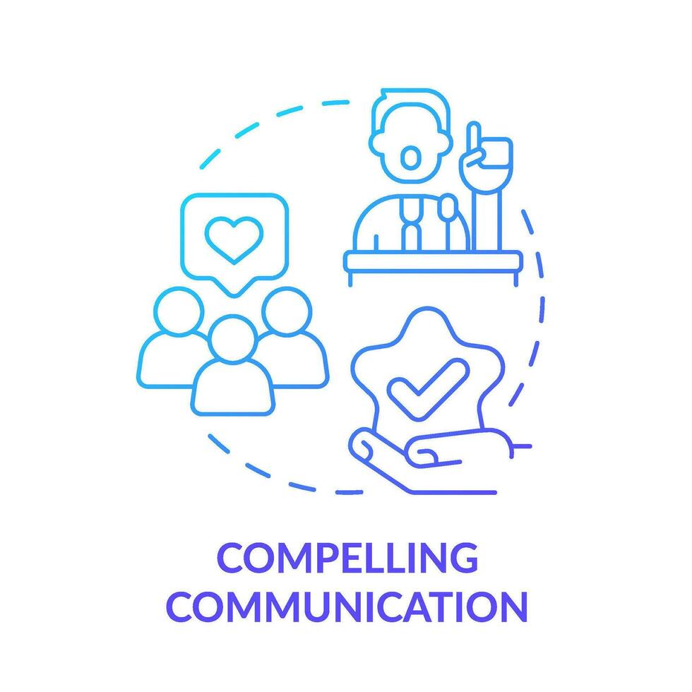 Compelling communication blue gradient concept icon. Public sector. Government transformation discipline abstract idea thin line illustration. Isolated outline drawing vector