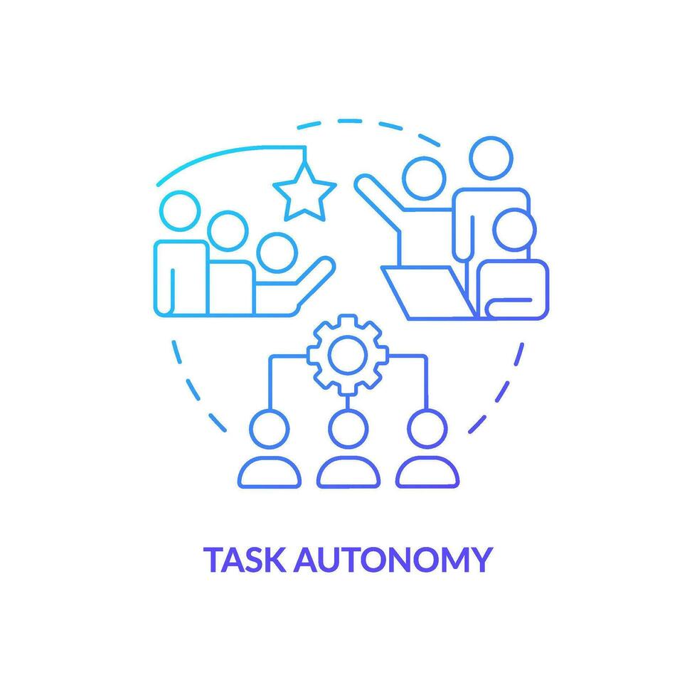 Task autonomy blue gradient concept icon. Incentives for business team. Project planning benefit abstract idea thin line illustration. Isolated outline drawing vector