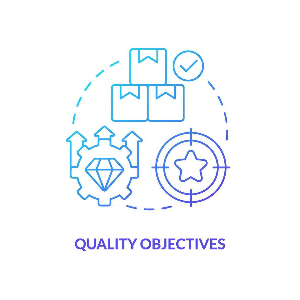 Quality objectives blue gradient concept icon. Products improving. Project management target abstract idea thin line illustration. Isolated outline drawing vector