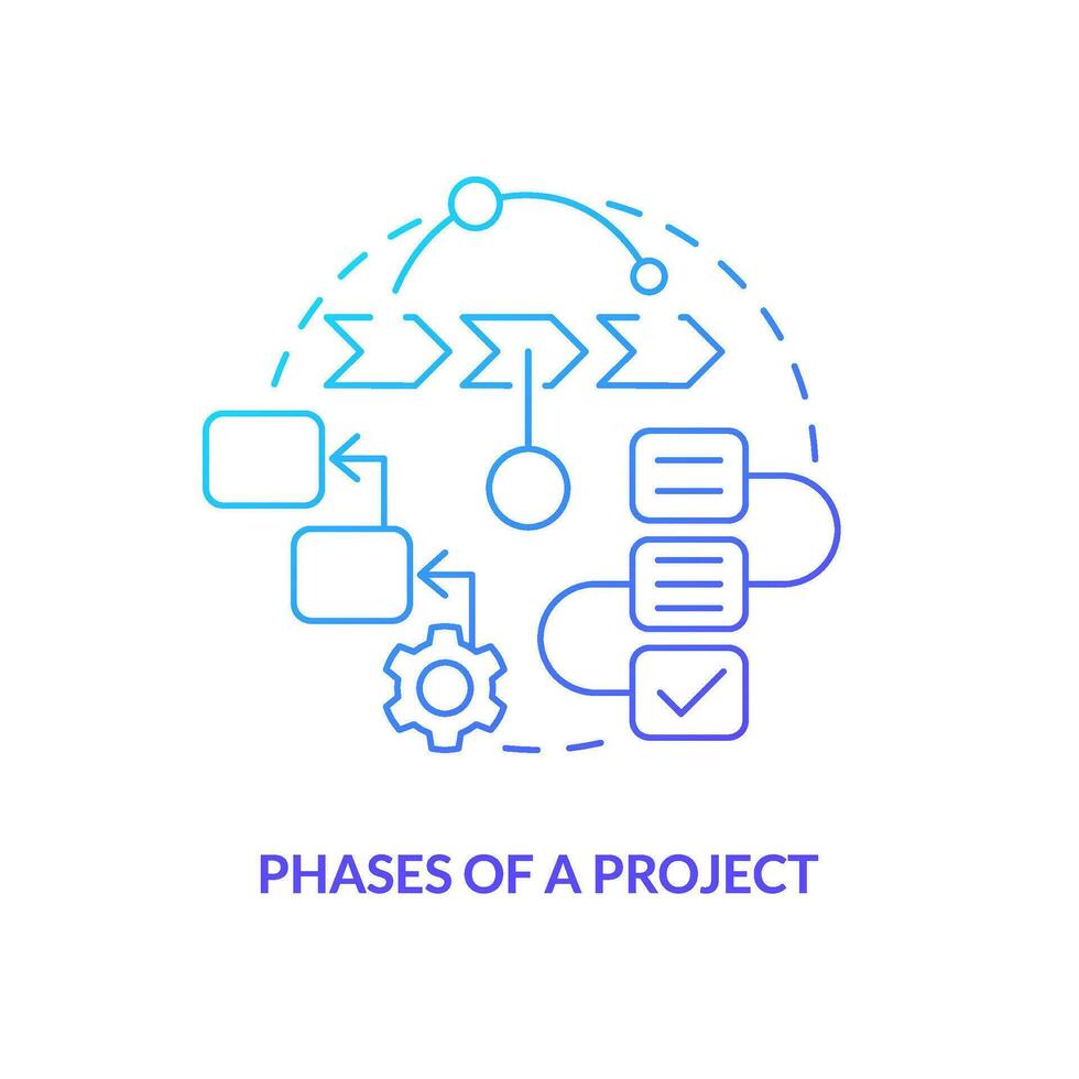 Phases of project blue gradient concept icon. Create corporate structure. Business plan includes abstract idea thin line illustration. Isolated outline drawing vector