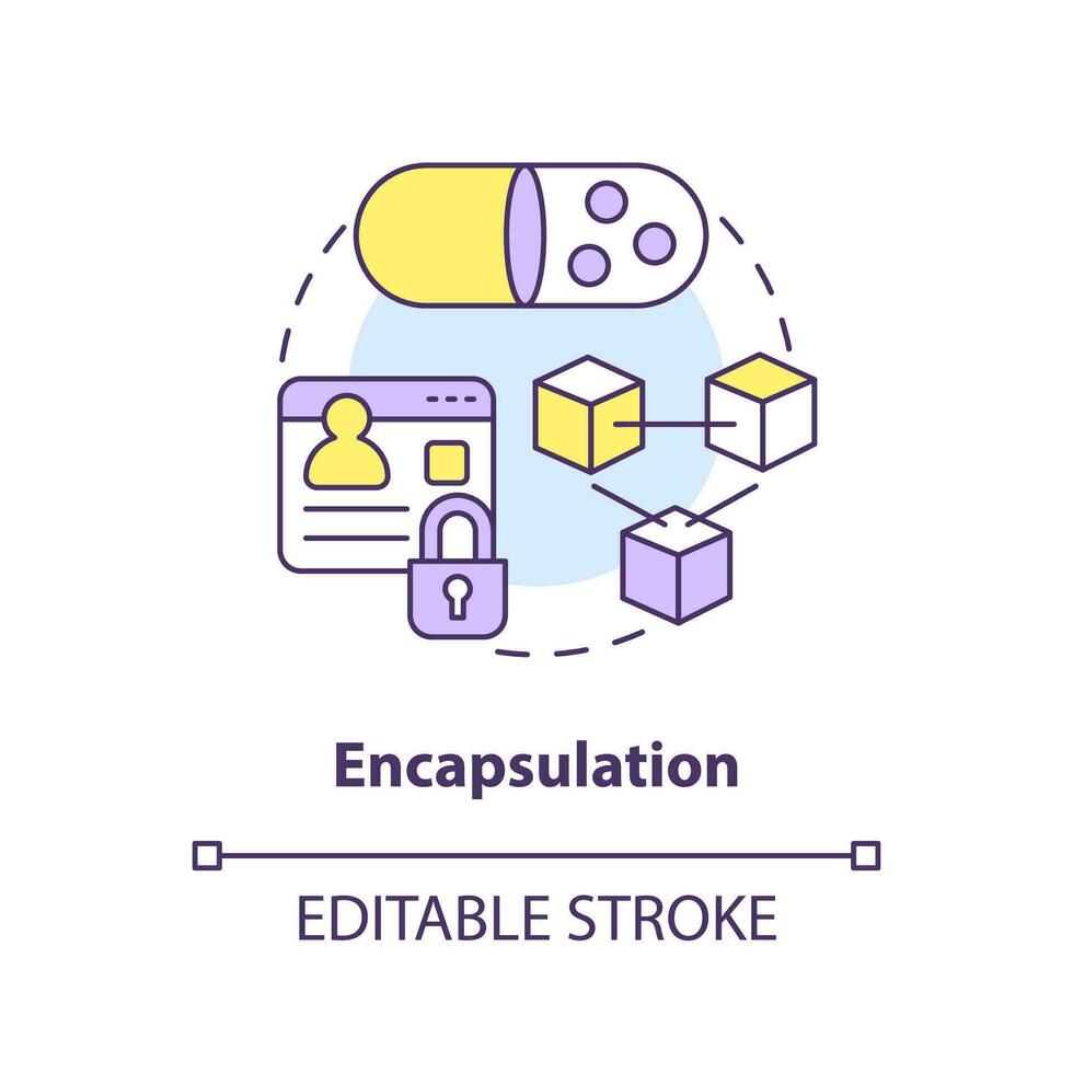 Encapsulation concept icon. Object-oriented programming principle abstract idea thin line illustration. Private state. Isolated outline drawing. Editable stroke vector