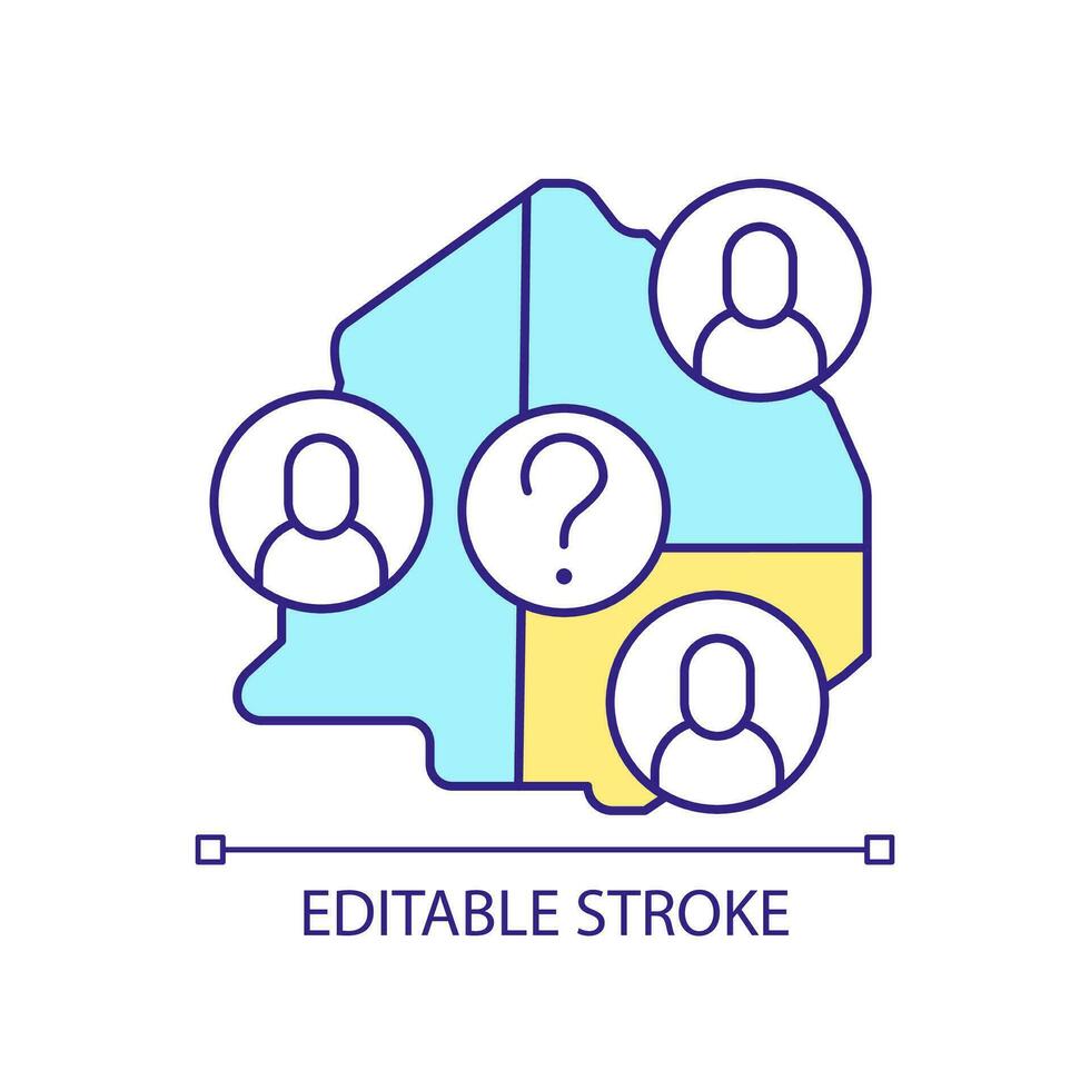 Potential users from different regions RGB color icon. Unknown persons. Resident of country. Demographics. Isolated vector illustration. Simple filled line drawing. Editable stroke