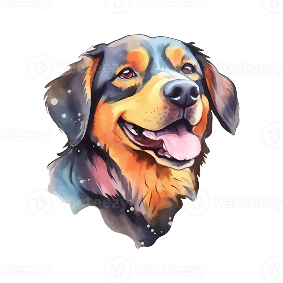 vattenfärg hund klistermärke, tecknad serie karaktär djur, aning för skriva ut t-shirt, affisch och barn kuvert, vykort. hand dragen stil. ai genererad png