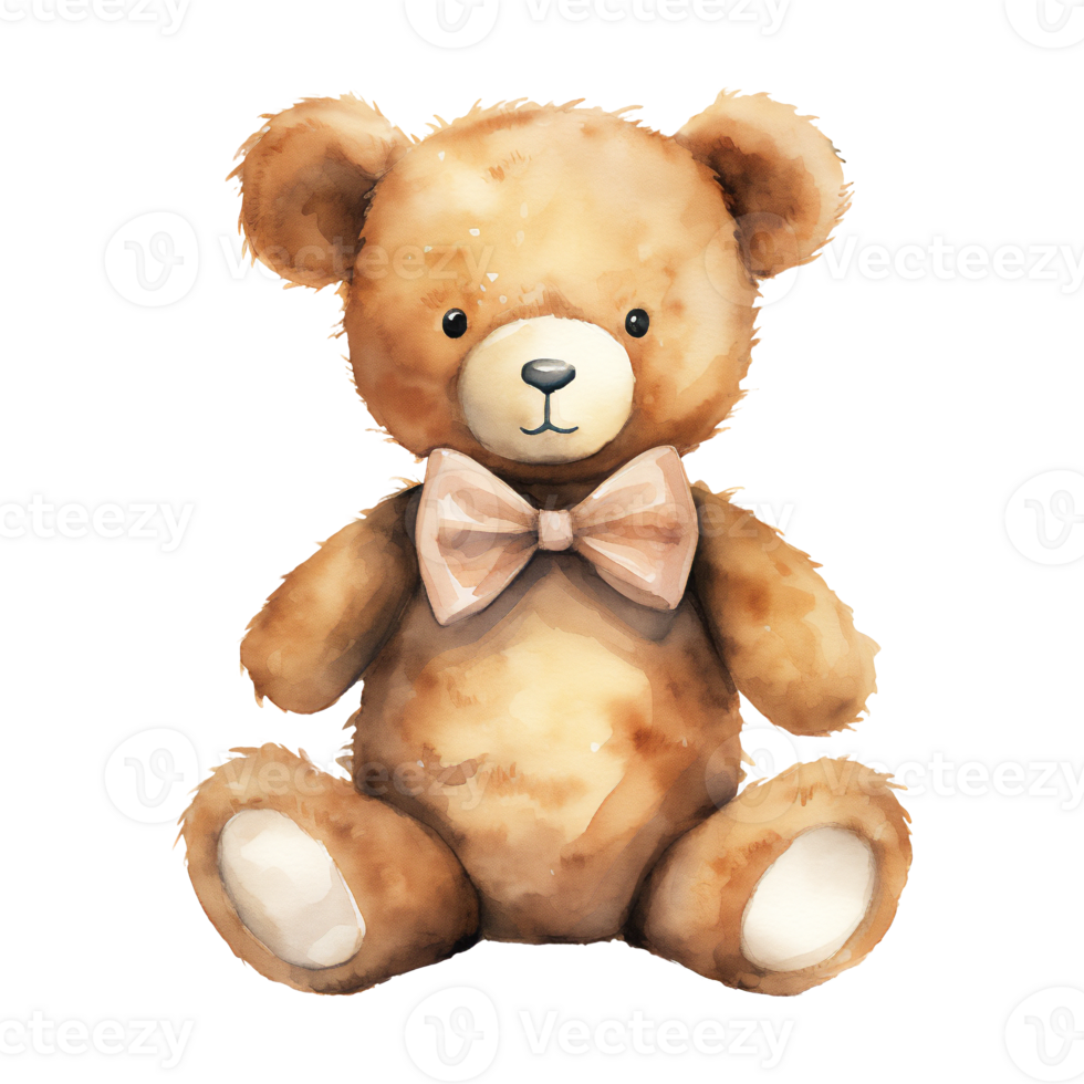 Watercolor bear illustration, cartoon character animal, idea for print t-shirt, poster and kids envelope, postcard. Hand drawn style. . png