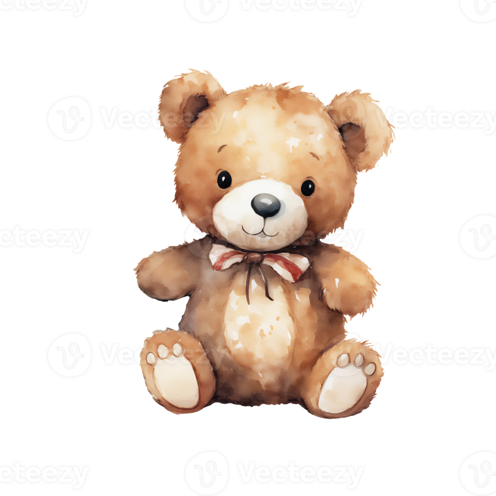 Watercolor bear illustration, cartoon character animal, idea for print t-shirt, poster and kids envelope, postcard. Hand drawn style. . png