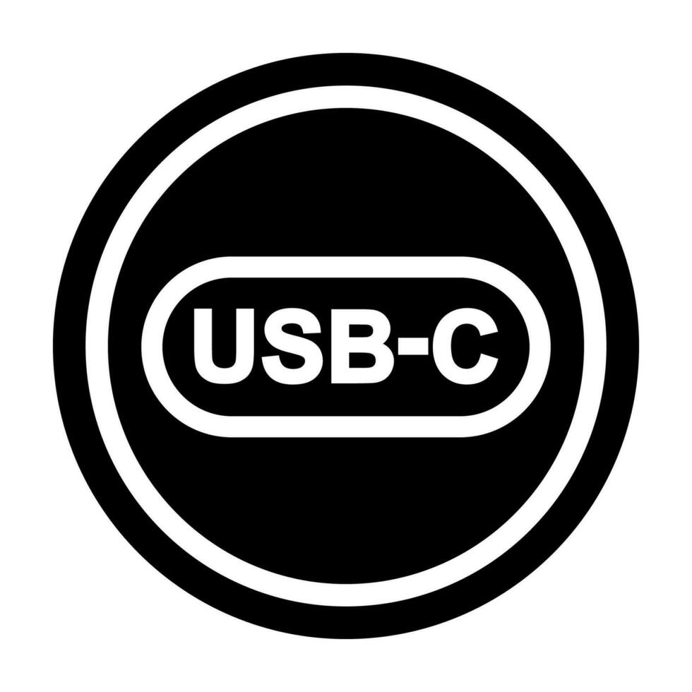 redondo icono USB tipo C cable, enchufe USB C conector vector