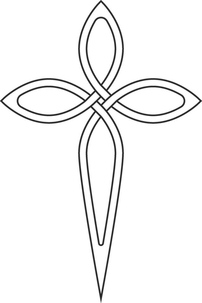 Symbol faith Christian Church cross graceful contours vector