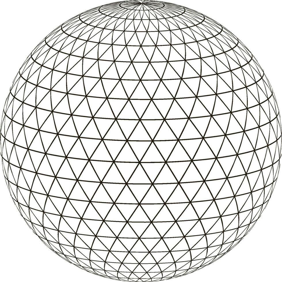 Ball sphere grid  triangle on surface layout globe planet earth vector