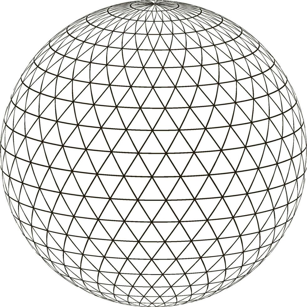 Ball sphere grid  triangle on surface layout globe planet earth vector