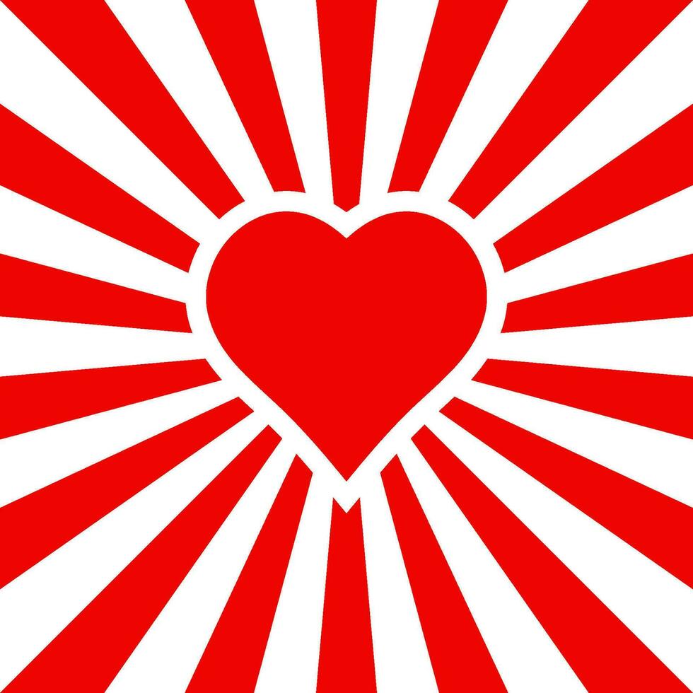 Background for lovers, red heart with rays vector