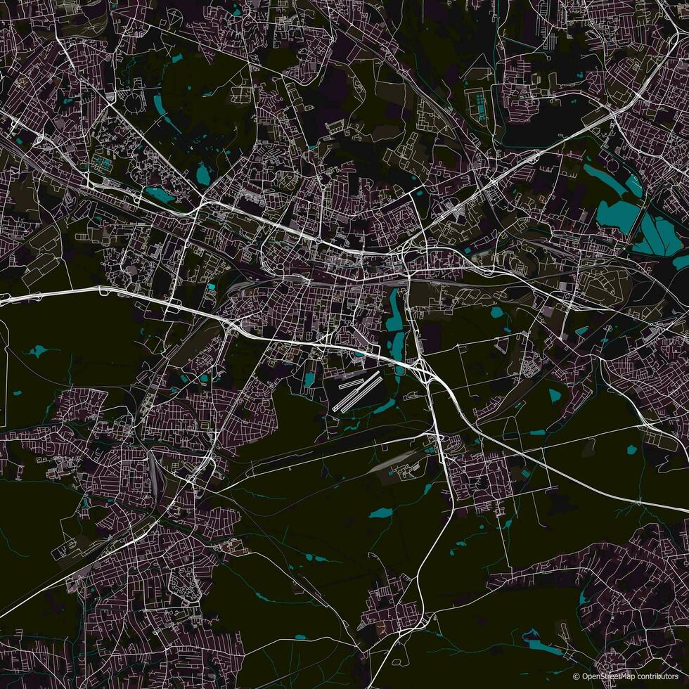 Vector city map of Katowice, Poland