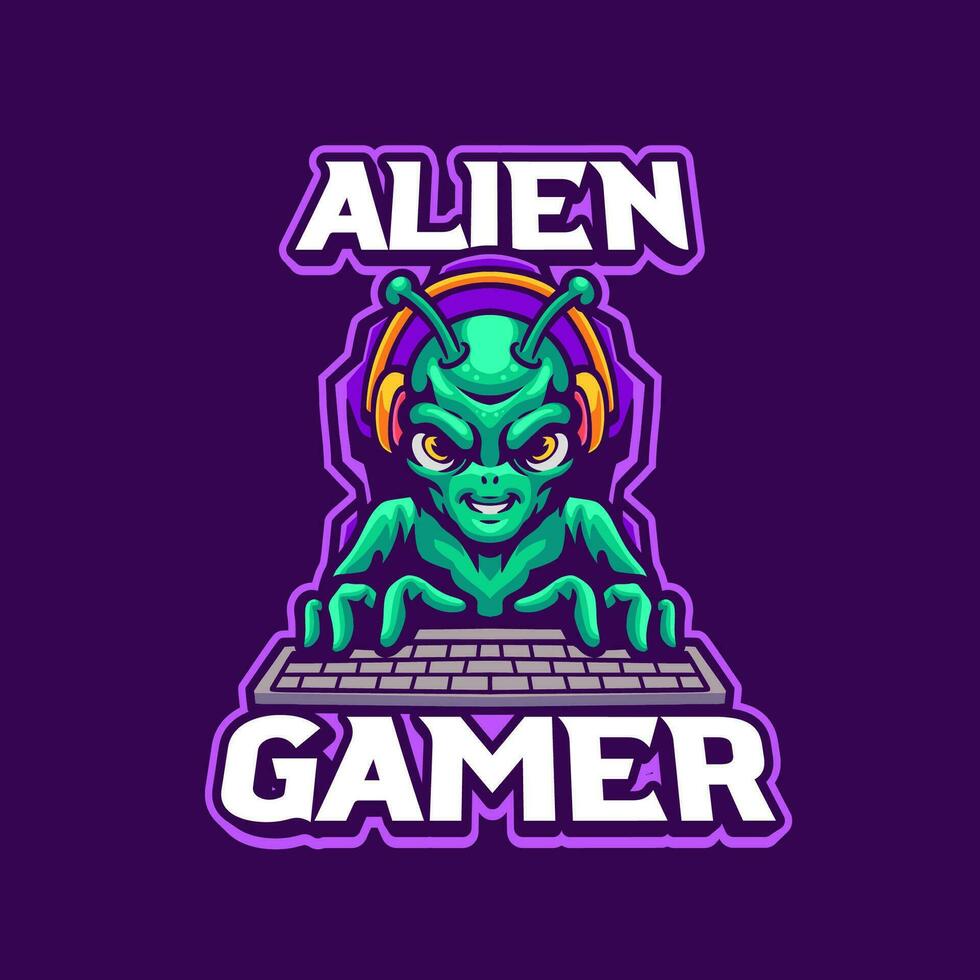 extraterrestre jugador mascota logo modelo vector