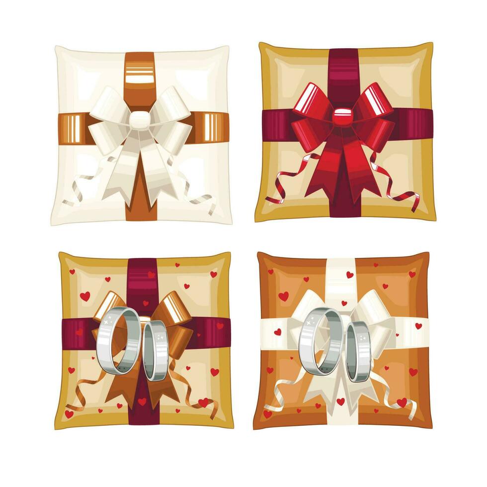 Wedding Ring Pillow Set, Wedding Invitation Elements, Wedding Concept vector