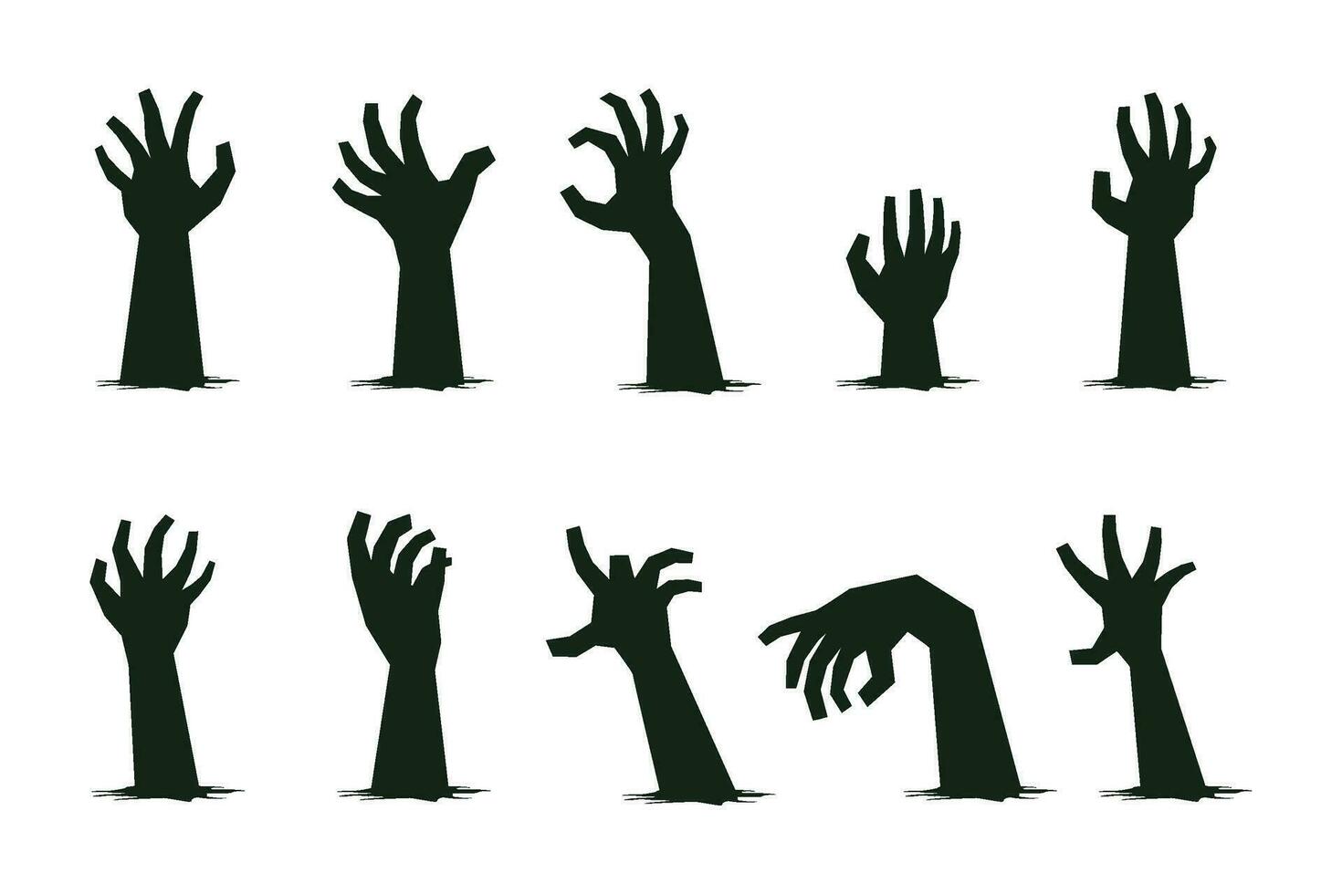 set of Black zombie's hands for Halloween. Halloween Elements and Objects for Design Projects. vector