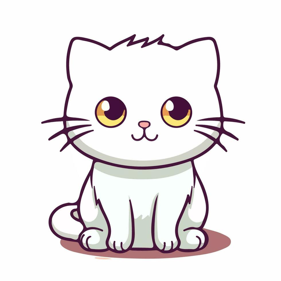 kawaii cute cat cartoon characters vector illustrtion