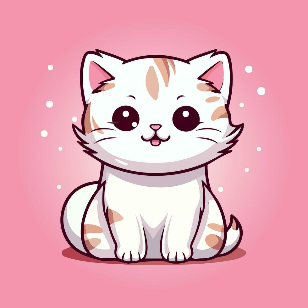 kawaii cute cat cartoon characters vector illustrtion