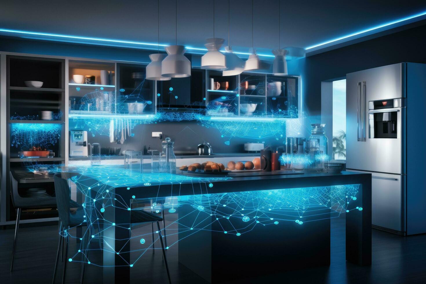 Contemporary kitchen interior embracing modern technology for a futuristic  vibe AI Generated 26311086 Stock Photo at Vecteezy