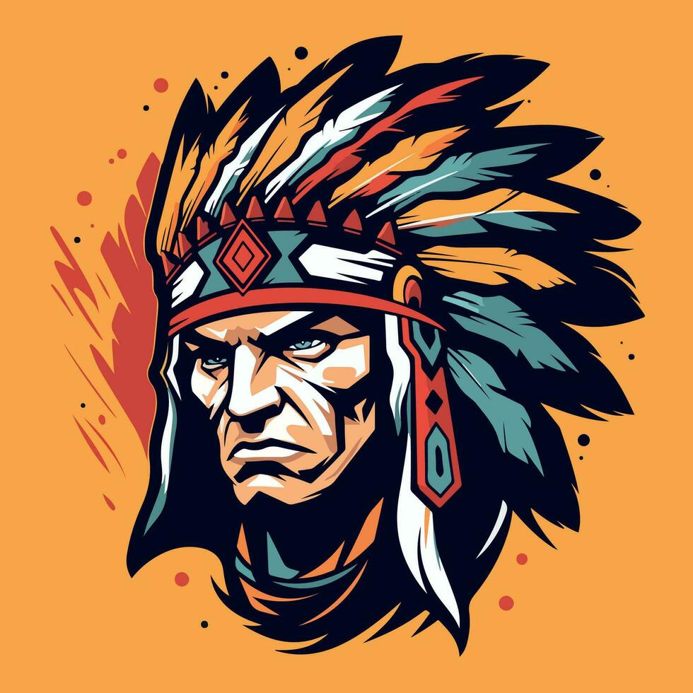 apache indio guerrero cabeza logo mascota vector ilustración