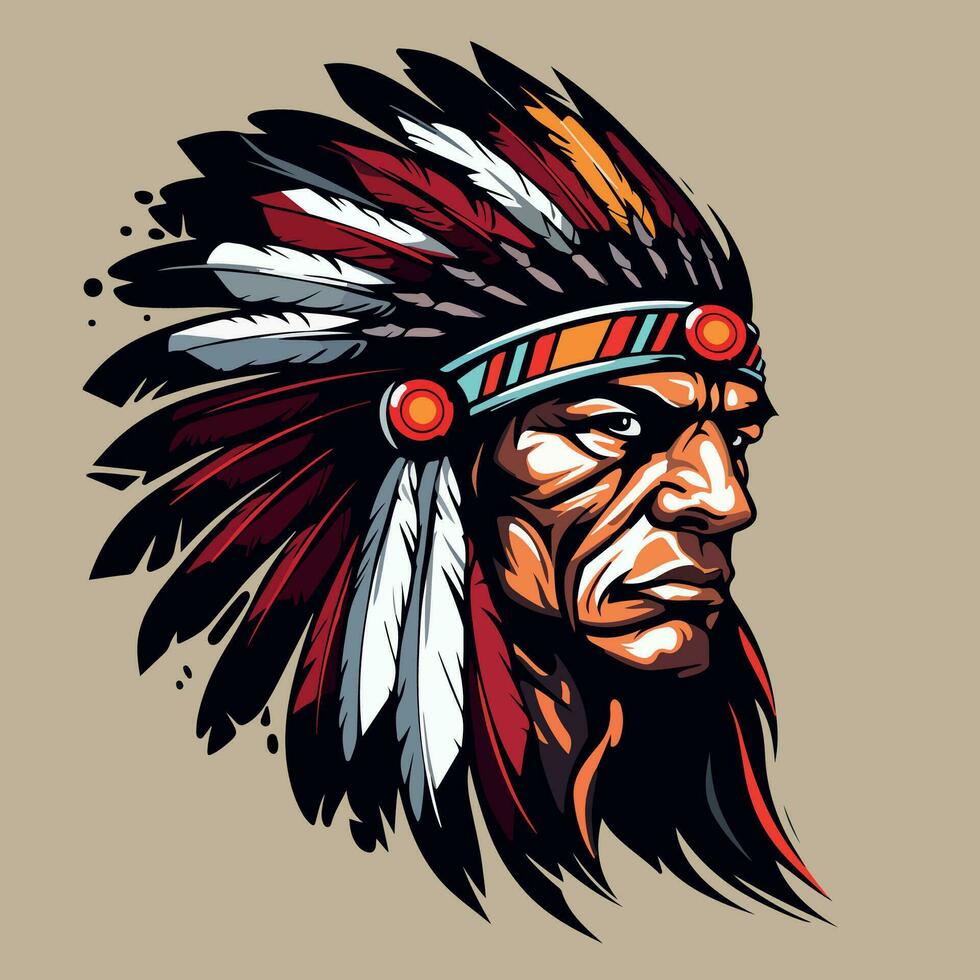 apache indian warrior head logo mascot vector illustration