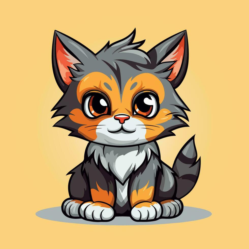 american bobtail cat breed character cartoon vector