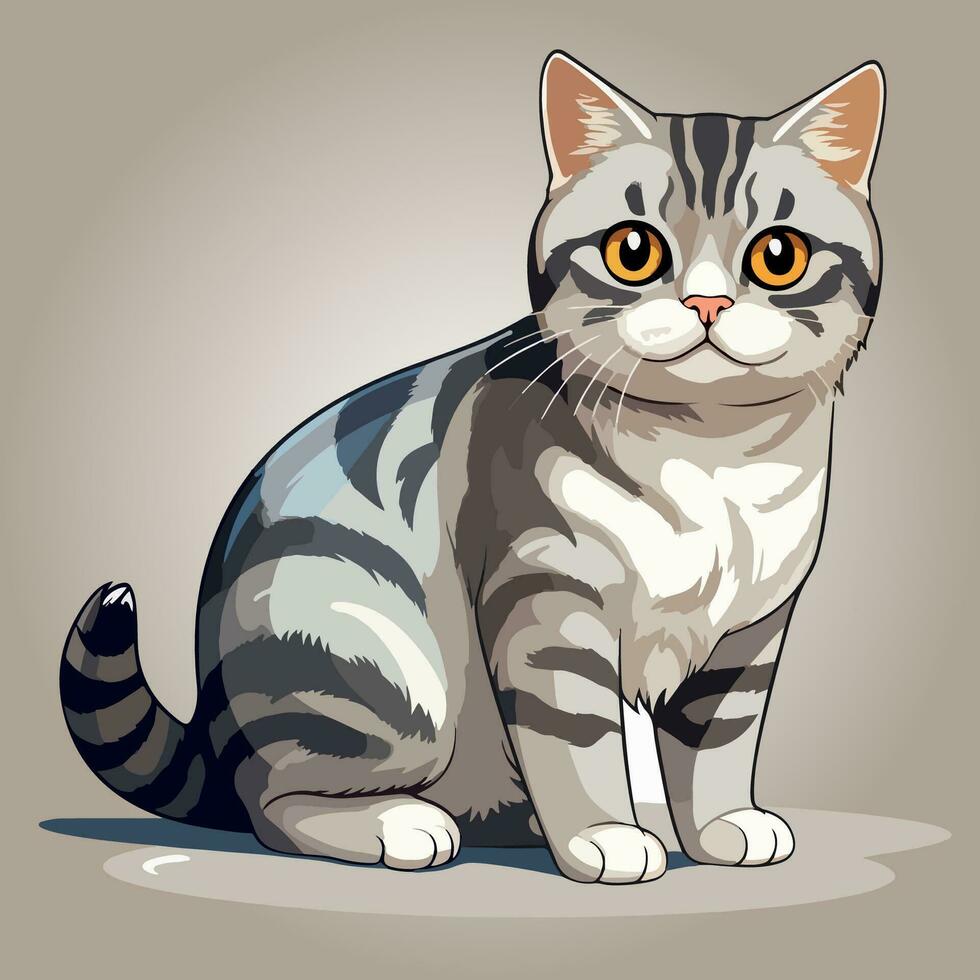 american shorthair cat cartoon vector