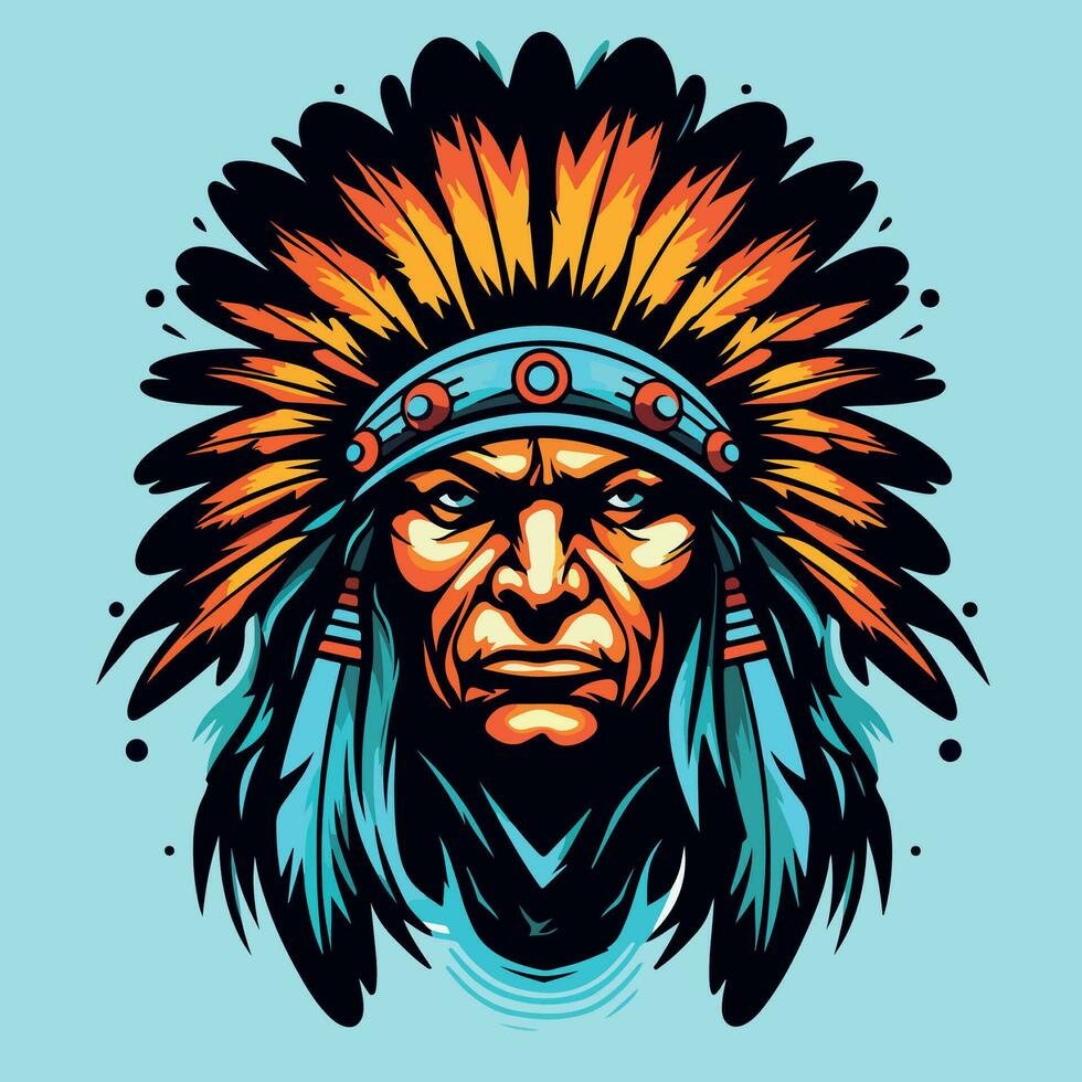 apache indio guerrero cabeza logo mascota vector ilustración