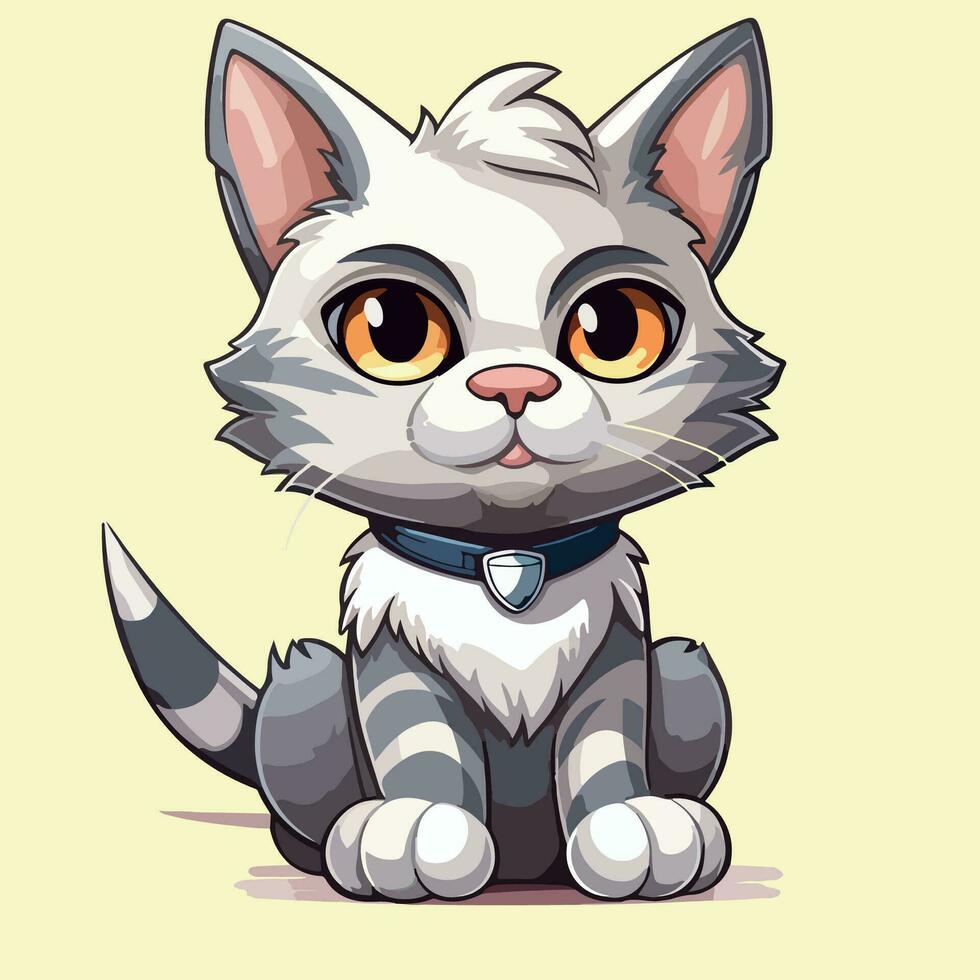 ilustración de linda gato kawaii chibi estilo dibujos animados caracteres vector aislado