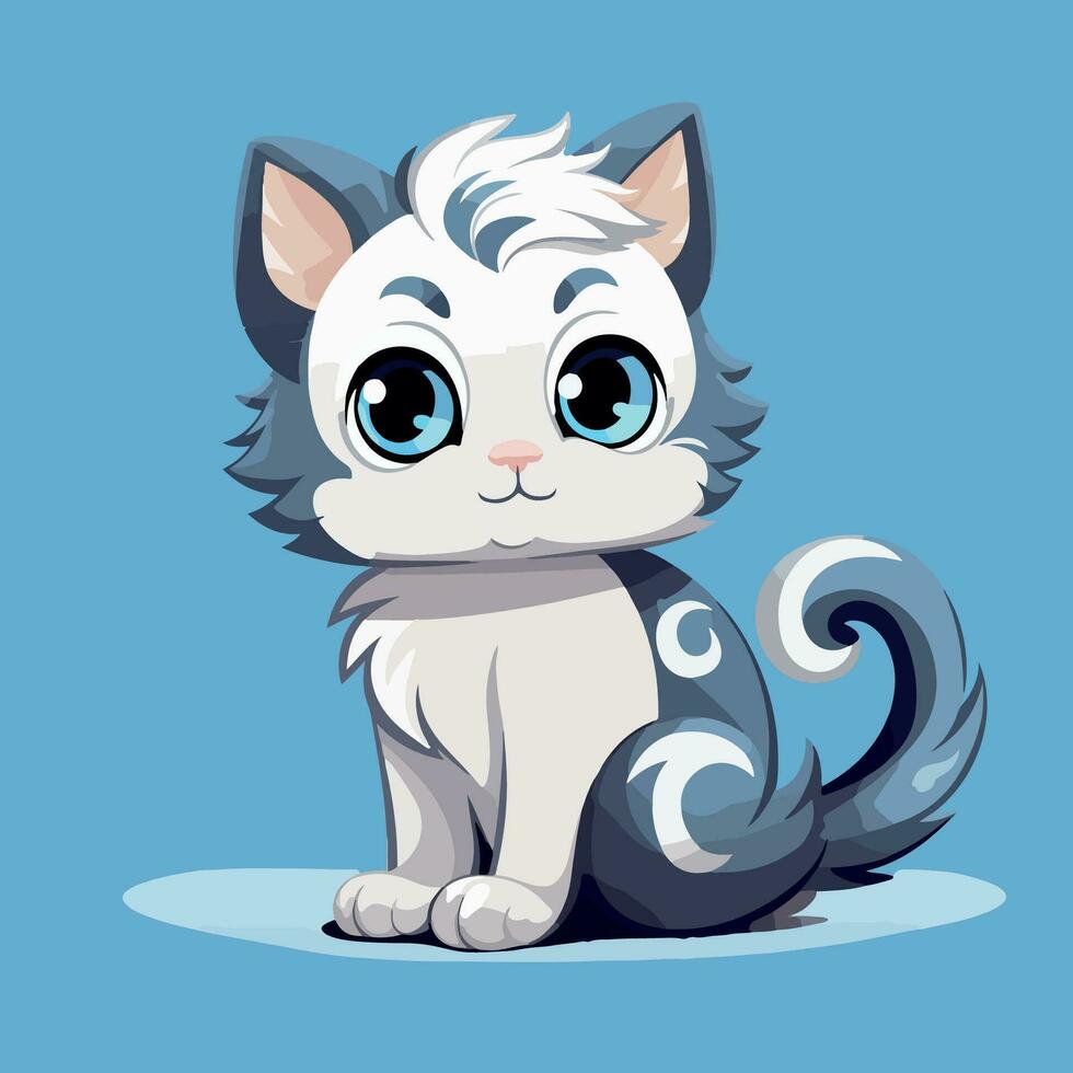 american curl cat cartoon character vector isolated illustration