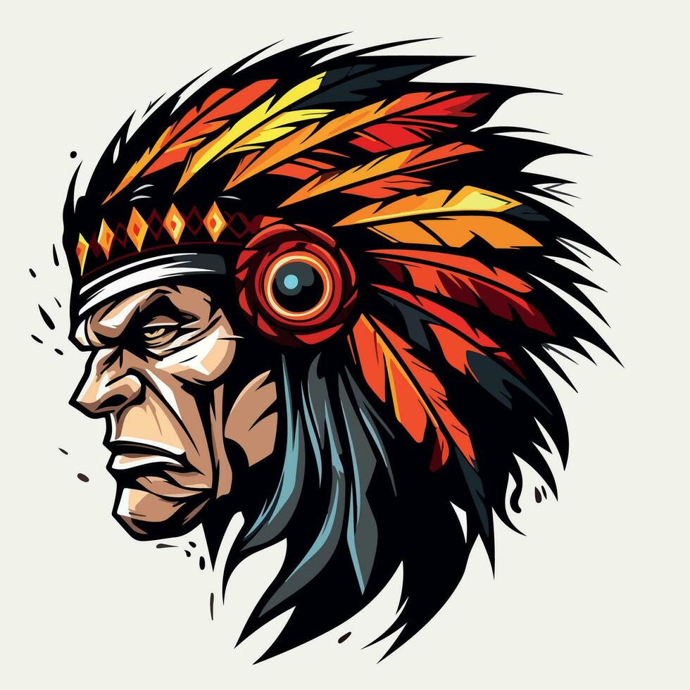 apache indio guerrero cabeza logo mascota vector ilustración