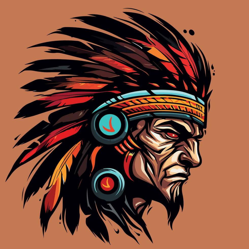 apache indian warrior head logo mascot vector illustration
