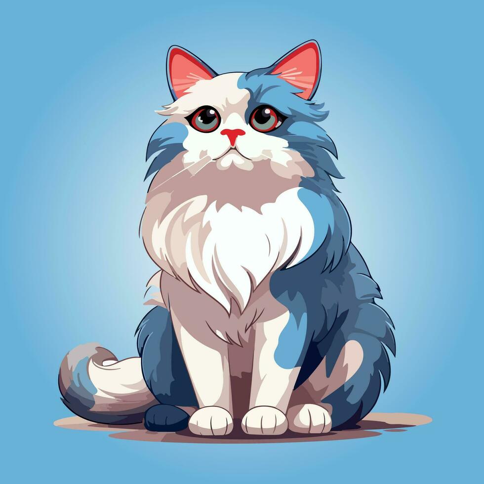 american curl cat cartoon character vector isolated illustration