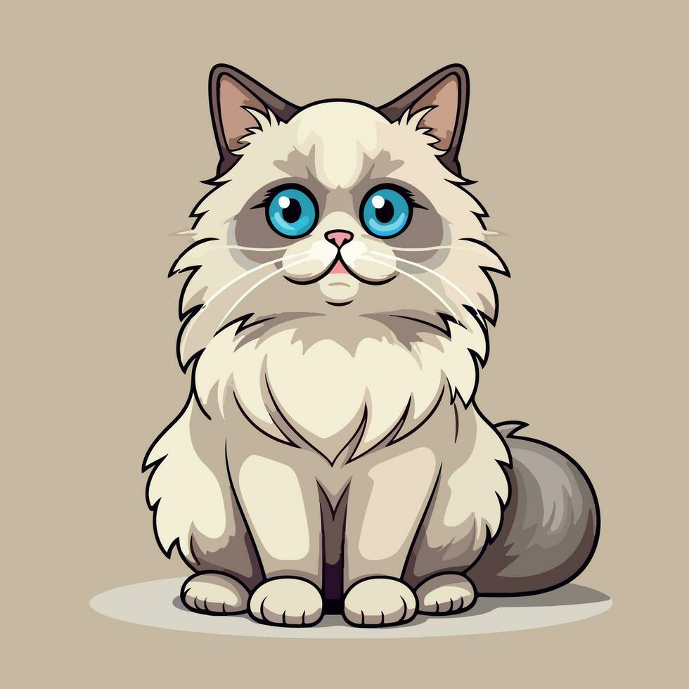 Illustration  of cute cat kawaii chibi style cartoon characters vector isolated