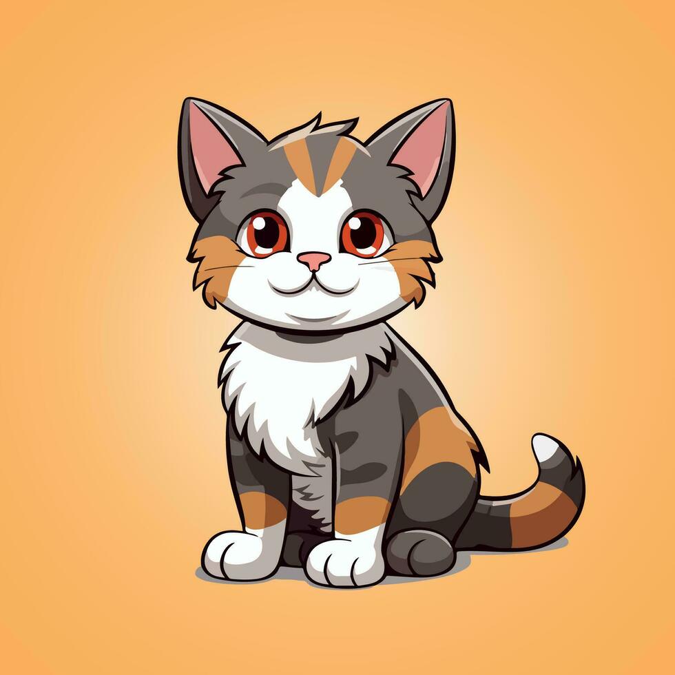 american wirehair cat breed cartoon character vector isolated illustration