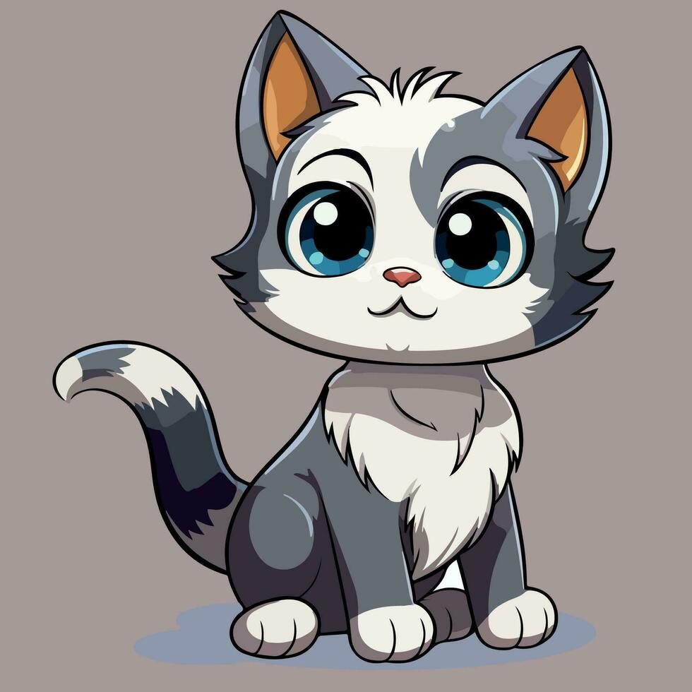 Illustration  of cute cat kawaii chibi style cartoon characters vector isolated