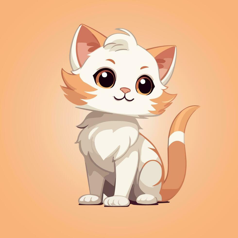 american curl cat cartoon character vector isolated illustration