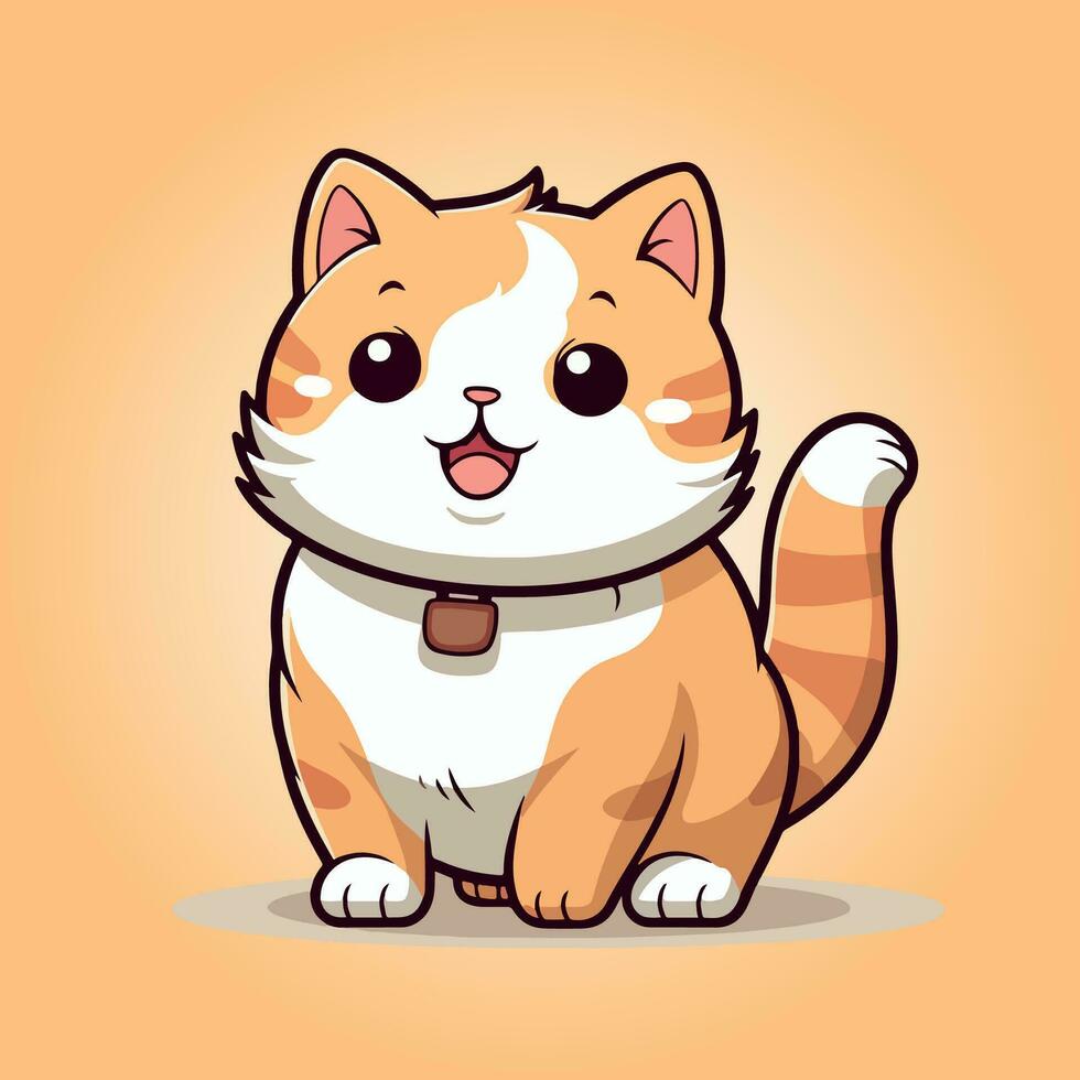 kawaii cute cat cartoon characters vector isolated illustration