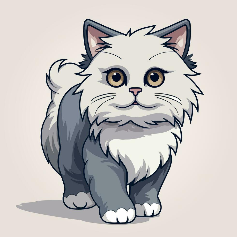 kawaii cute cat cartoon characters vector isolated illustration
