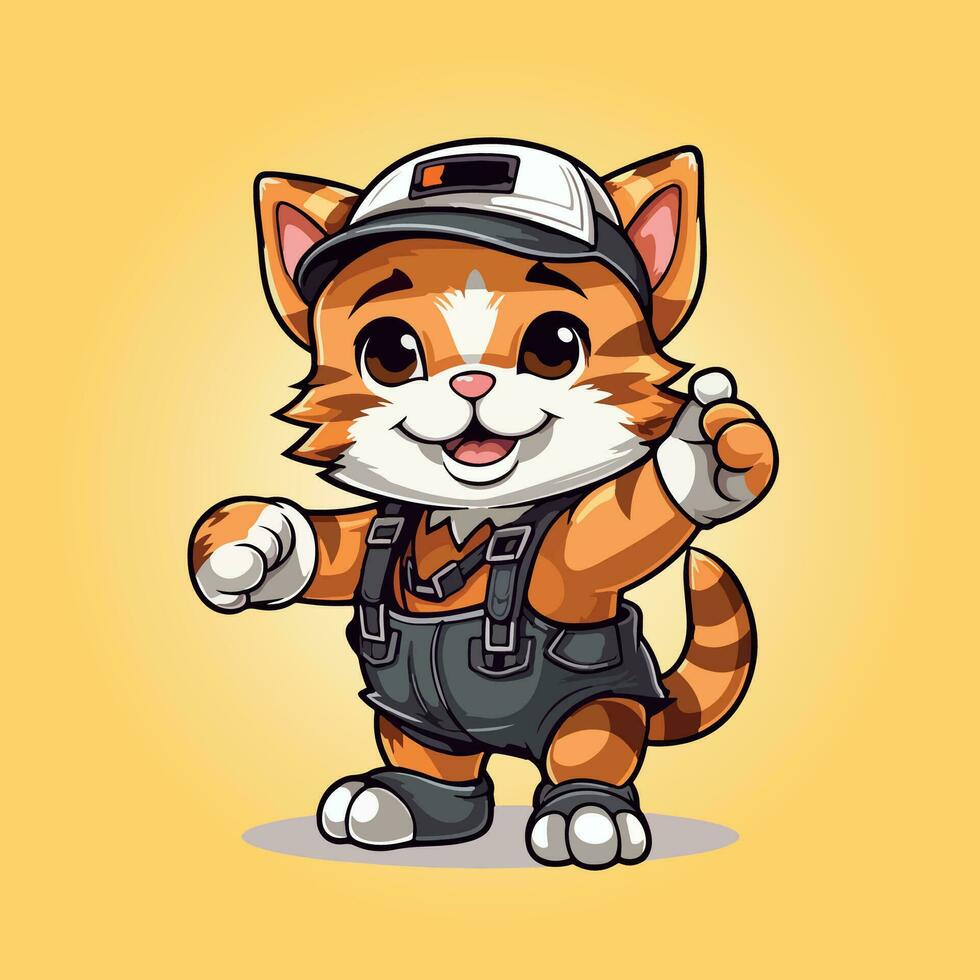 cat cute handyman labor characters vector illustrtion