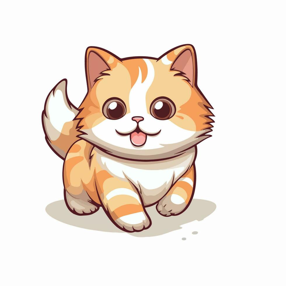 kawaii cute cat cartoon characters vector isolated illustration