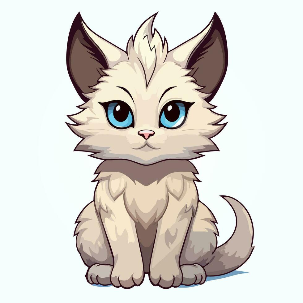 balinese cat breed cartoon character vector isolated illustration