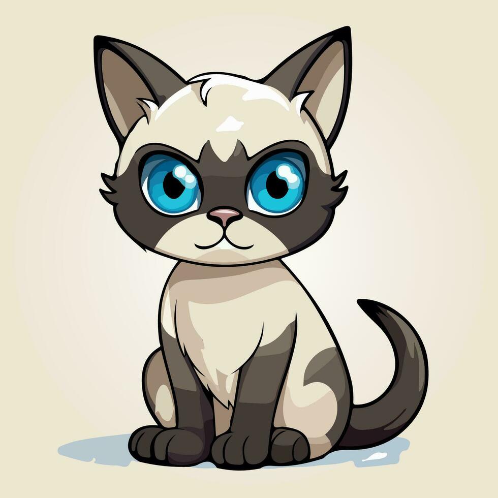 illustration of siamese cat cartoon characters vector isolated