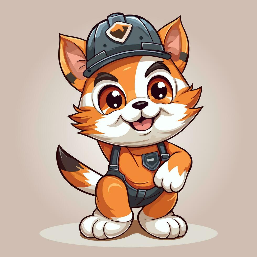 cat cute handyman labor characters vector illustrtion