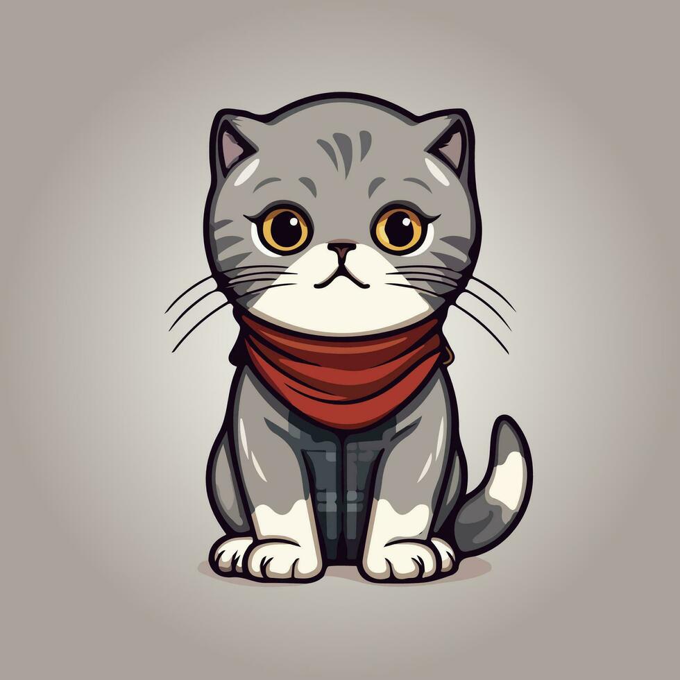 kawaii cute cat cartoon characters vector isolated illustration