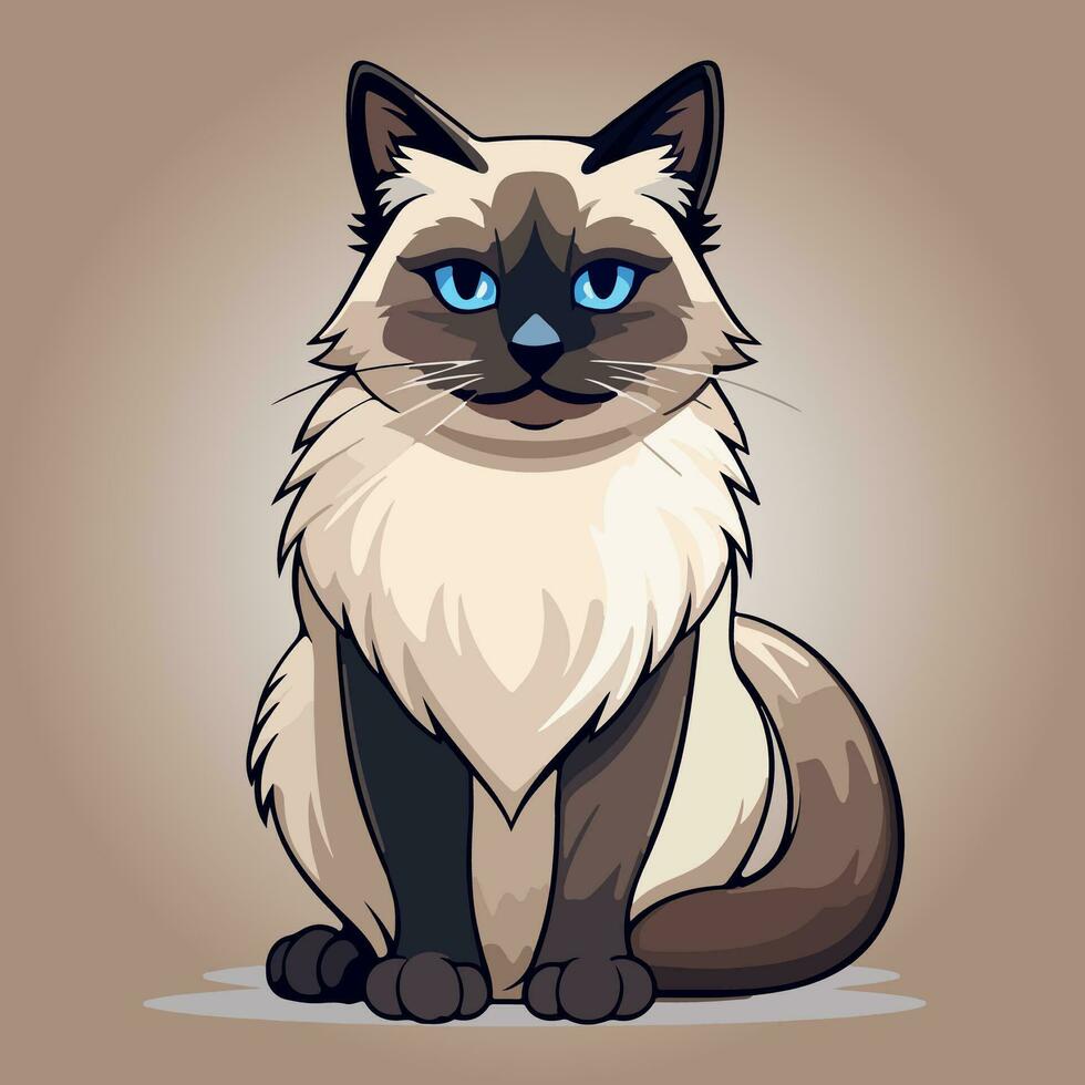 balinés gato raza dibujos animados personaje vector aislado ilustración