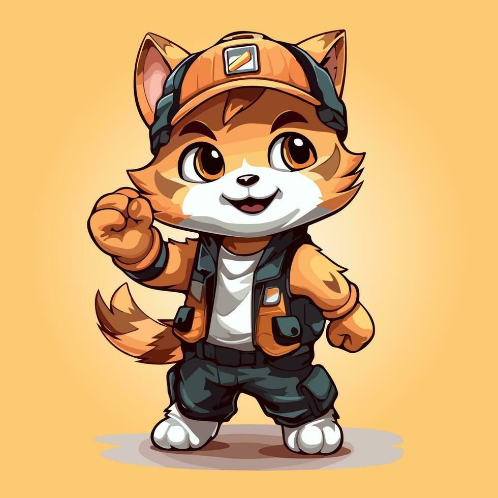 cat cute handyman labor characters vector illustrtion