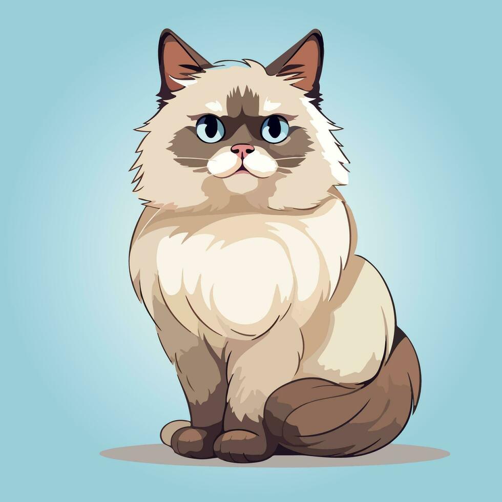 kawaii cute cat cartoon characters vector isolated illustration