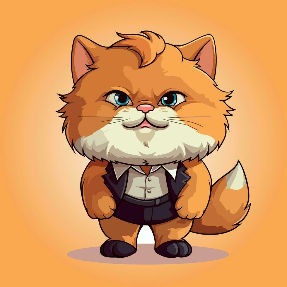 kawaii linda gato dibujos animados caracteres vector aislado ilustración