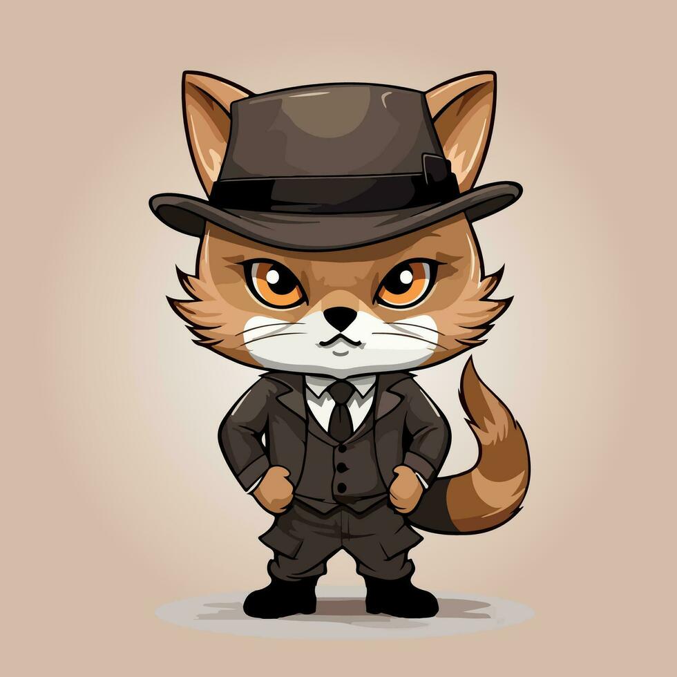 kawaii cute cat cartoon characters vector isolated illustration