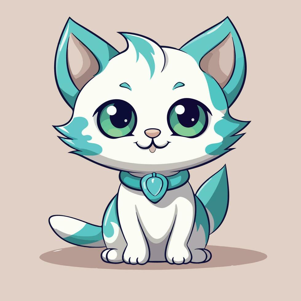 Illustration  of cute cat kawaii chibi style cartoon characters vector isolated